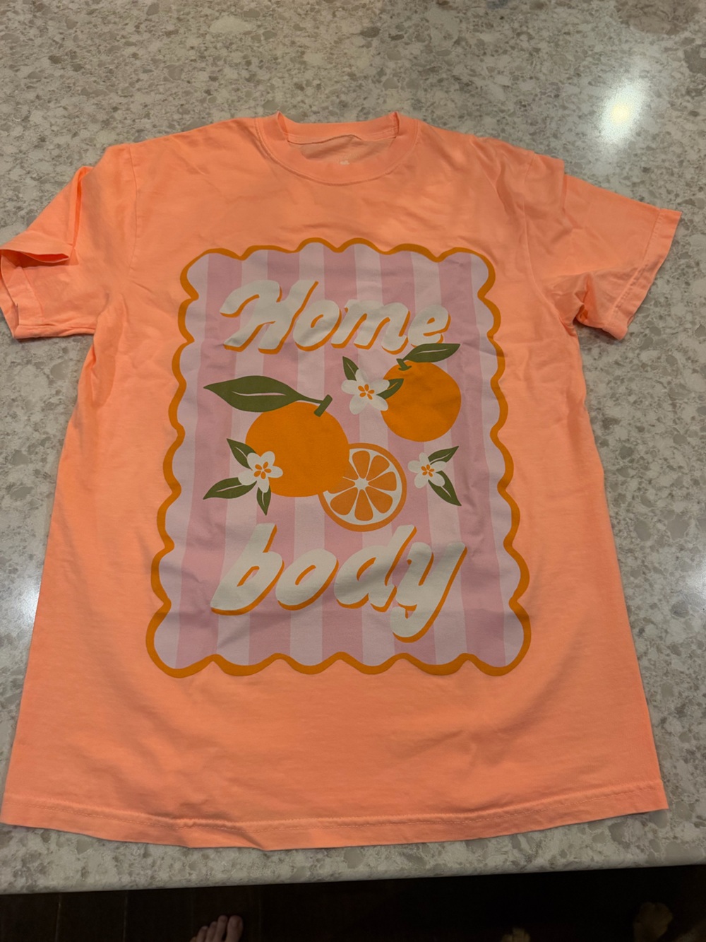 Peach Graphic Short Sleeve Tee with Citrus Print